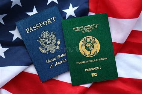 Passport Of Nigeria With Us Passport On United States Of America Folded