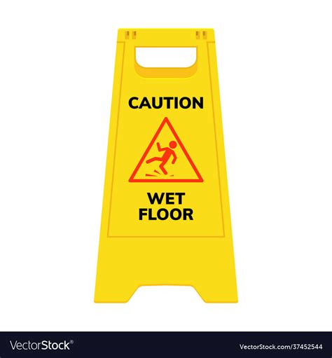 Wet Floor Sign Safety Yellow Slippery Royalty Free Vector