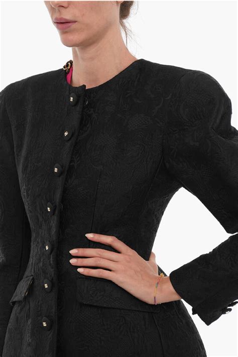 Dolce Gabbana Jaquard Jacket With Floral Embroidery With Padded