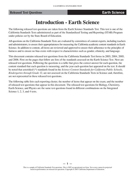 Earth Science Lecture Notes Released Test Questions Earth Science