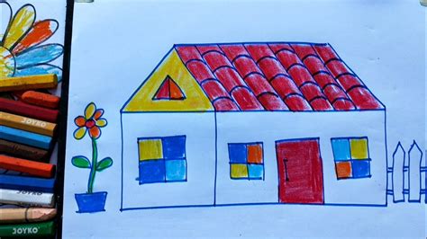 How To Draw A House For Kids House Drawing Coloring Easy Dapurlukis