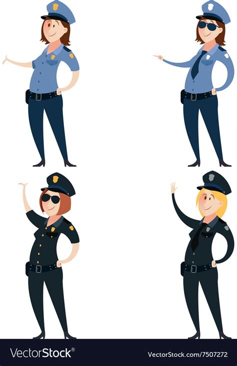 Set Of Police Women Royalty Free Vector Image Vectorstock