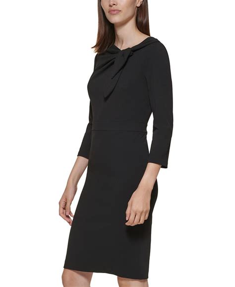 Calvin Klein Scuba Crepe Bow Neck Sheath Dress Macys