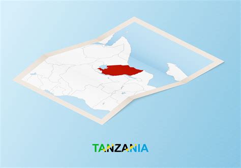 Folded paper map of Tanzania with neighboring countries in isometric ...