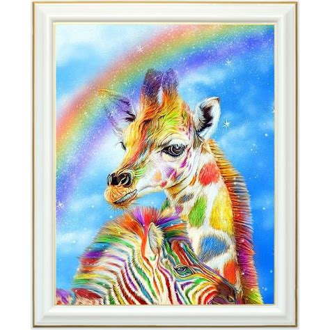 Broderie Diamant Girafe Et Z Bre Multicolores X Cm Lartera