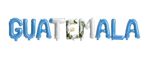 Ilustración 3d De Globos De Letras De Guatemala Con Banderas De Color