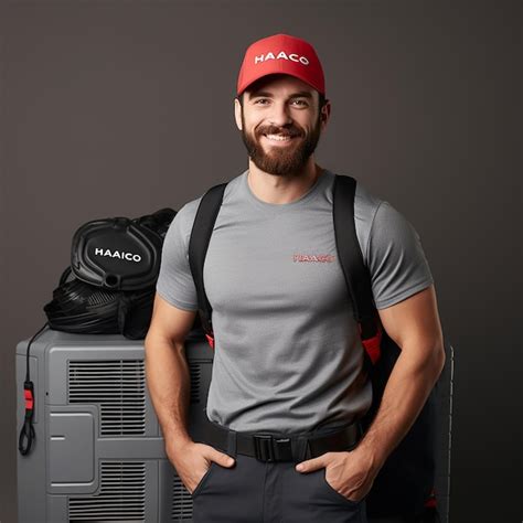 Premium Photo A Man Wearing A Red Hat With The Word Quot H Quot On It