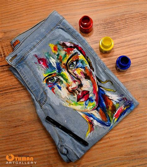 Hand Painted Custom Denim Jeans Portrait Mixed Colors Etsy In 2021