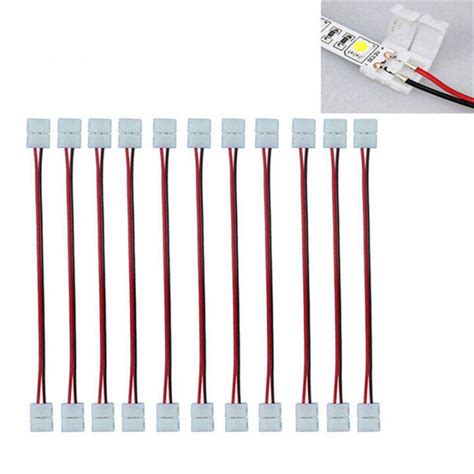 Veli Shy 10pcs Set Cable 2 Pin LED Strip Connector 3528 5050 Single