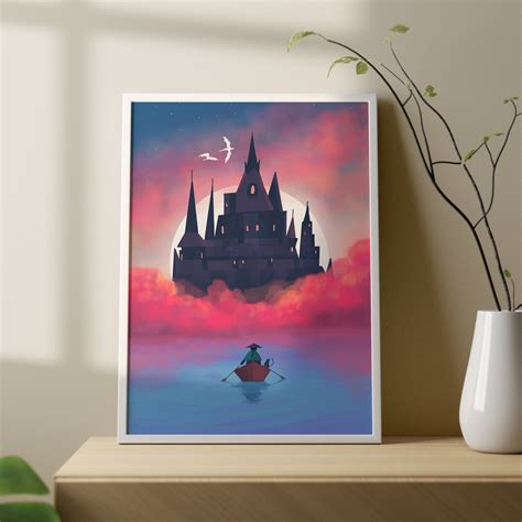 Anime Castle Room Decor Print Fantasy Bedroom Wall Art Original ...