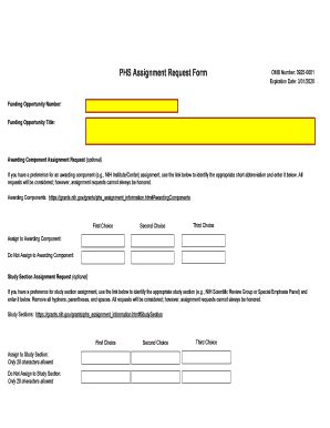 2020 2025 Form PHS Assignment Request Fill Online Printable Fillable