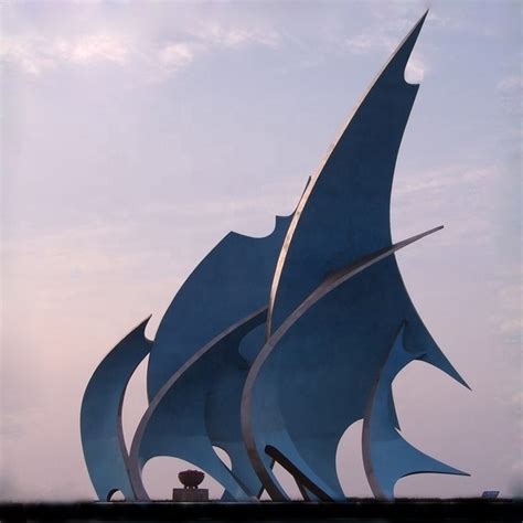 Large Urban Decorative Sailboat Stainless Steel Outdoor Sculpture