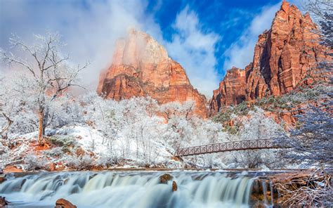 Photos Zion National Park USA Winter Nature Bridges mountain