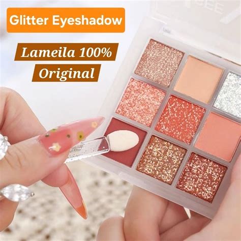 Jual Glitter Eyeshadow Lameila Original 9 Colors Palette Kosmetik Mata