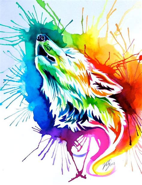 Rainbow Burst Wolf On Ebay By Lucky978 On Deviantart Watercolor Wolf Tattoo Watercolor