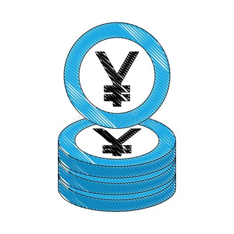 Stacked Yen Japanese Currency Coins Money Stock Vector Illustration