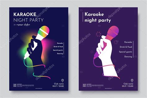 Plantilla De Folleto De Invitación A Fiesta De Karaoke Silueta De Mano