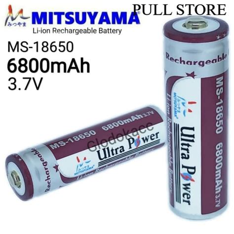 Jual Batu Baterai Charge Mitsuyama 18650 6800 MAh Kepala Pentol