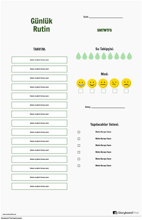 Basit G Nl K Rutin Takibi Storyboard Por Tr Examples