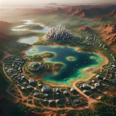 Premium Photo Futuristic Ecofriendly City On Terraformed Mars