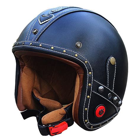 Genuine Leather Vintage Motorcycle Helmet