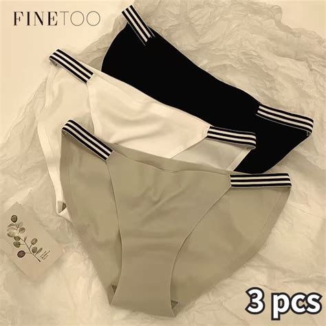 Finetoo 3pcsset Ice Silk Panties Seamless Underwear Antibacterial Sexy Hip Lift Panty For Women