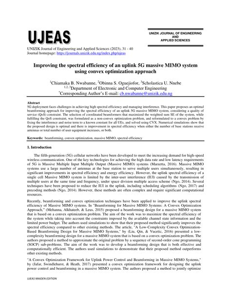 Pdf Improving The Spectral Efficiency Of An Uplink G Massive Mimo