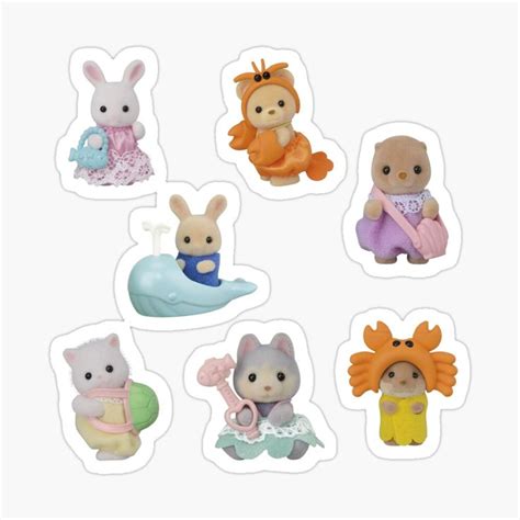 Calico Critter Baby Seashore Friends Sticker Sheet Sticker For Sale