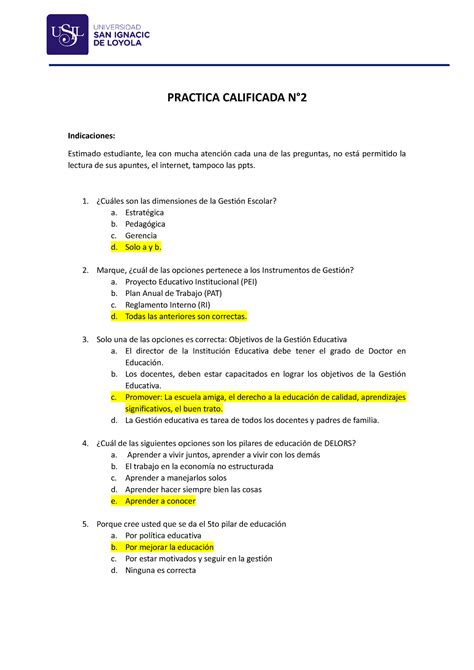 Practica Calificada N Practica Calificada N Indicaciones Estimado