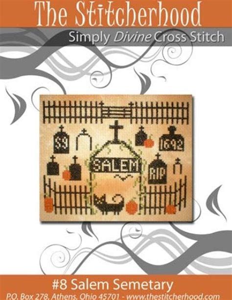 Cross Stitch Pattern Pdf Emailed Primitive Halloween Salem Semetary