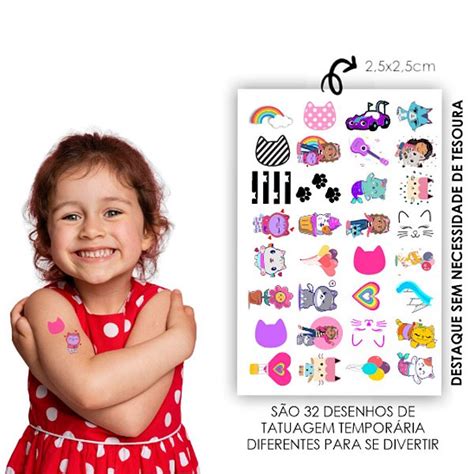 Tatuagem Temporária Infantil Gatinhos Kit Festa 32 073 Loja