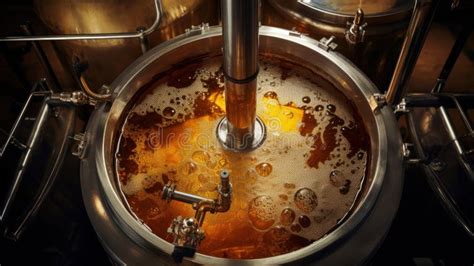 Fermenting Of A Beer In An Open Fermenters In A Brewery Stock Photo