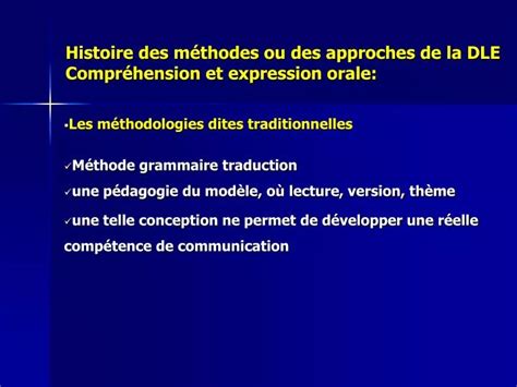 Ppt Histoire Des M Thodes Ou Des Approches De La Dle Compr Hension Et