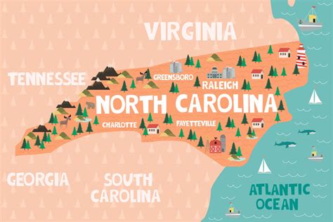 Map Of North Carolina And Flag North Carolina Outline Counties And