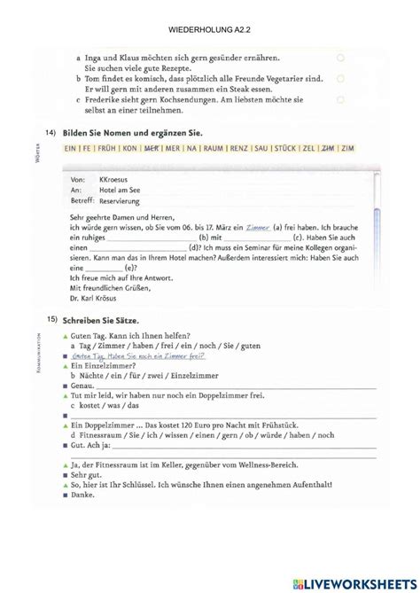 Wiederholung A22 Online Exercise For Live Worksheets