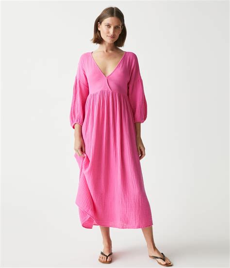 Michael Stars Isabella Gauze Midi Dress In Pink Lyst