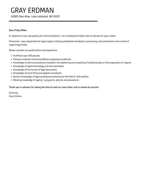 Clerical Assistant Cover Letter Velvet Jobs