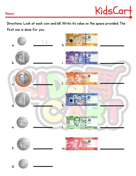 Philippine Money Bills And Coins Worksheet