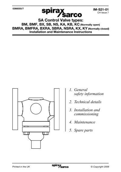 SA Control Valve Types BM BMF BX SB NS KA KB Spirax Sarco