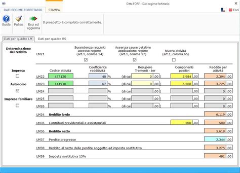 Persone Fisiche Quadro LM Redditi Dei Contribuenti Minimi E Forfetari