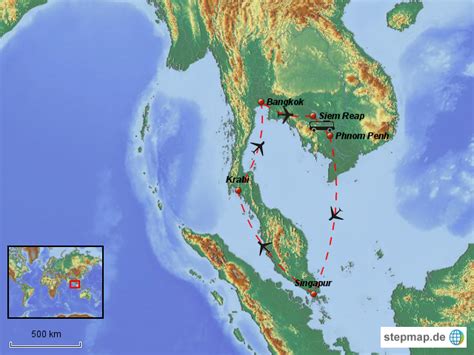 Stepmap Reiseroute Landkarte F R Asien