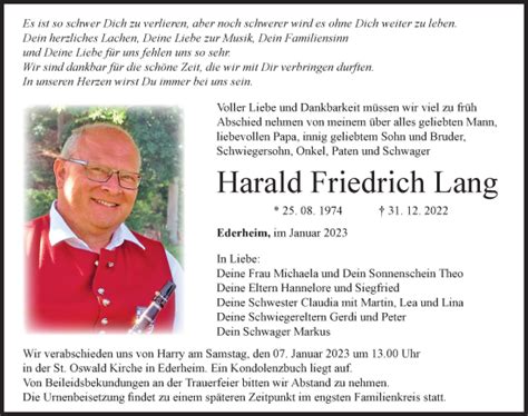 Traueranzeigen von Harald Friedrich Lang Allgäuer Zeitung