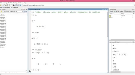 23 Who Whos Clc Clear Ans Inf Commands In Matlab YouTube