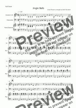 Jingle Bells Easy Version For Clarinet And Cello Duet Sheet Music