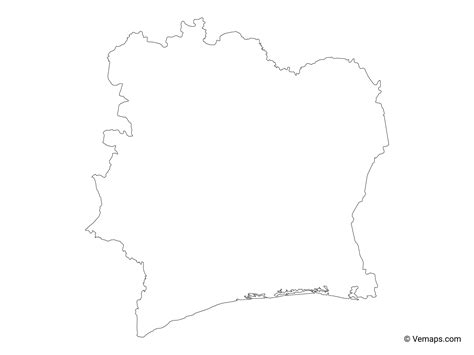 Outline Map Of Ivory Coast Free Vector Maps