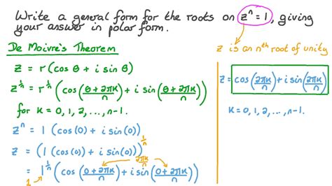 Question Video Finding A General Expression For The Nth Roots Of Unity