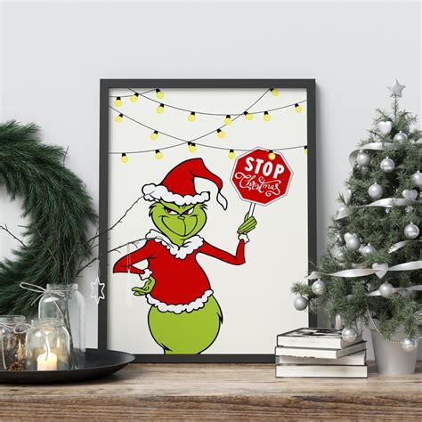 Christmas Poster Printable Christmas Wall Art Grinch Grinch Decor