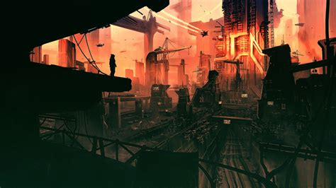 Wallpaper Artwork Futuristic City Science Fiction Digital Art