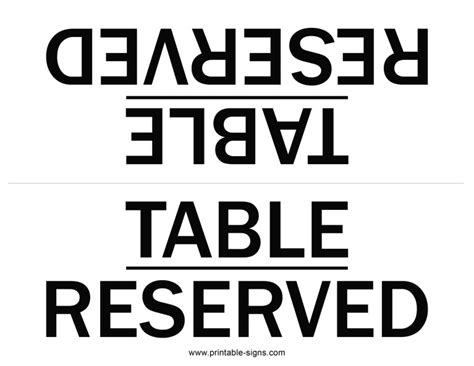 Reserved Printable Sign Double Sided Printable Signs