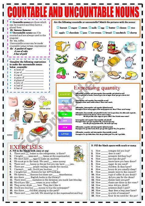 Countable Nouns And Uncountable Nouns Worksheet Uncountable